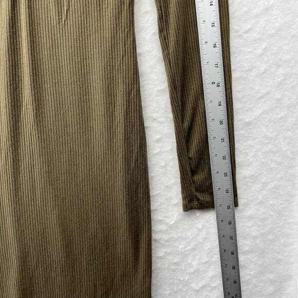 Forever 21 Dress Women's Sz S Olive Green Knit Bodycon Square Neck Tie Front - Picture 4 of 11